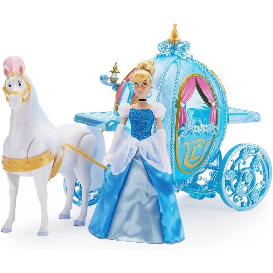 image:imageDisney Store Official Cinderella Doll Deluxe Gift Set with Horse that Walks amp LightUp Glittering Pumpkin Carriage  Perfect Disney Princess amp Horse Toys for Kids