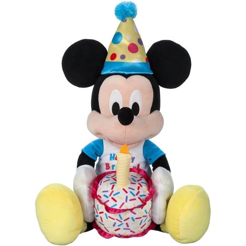 image:imageDisney Store Official Happy Birthday Mickey Mouse Stuffed Animal with Plush Cake Candle amp Party Hat  Embroidered Features TShirt amp Soft Mouse Ears for Kids