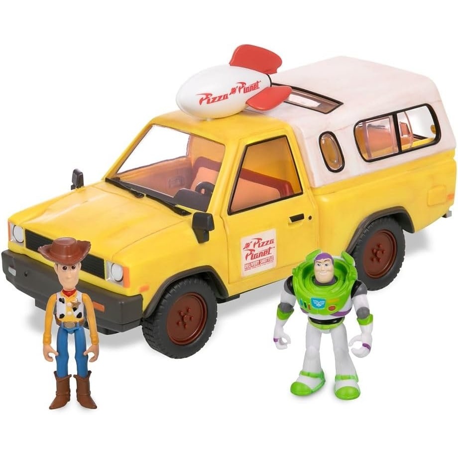 image:imageDisney Store Official Pizza Planet Truck with Lights amp Sounds  Toy Story Action Figures Set Includes Woody amp Buzz Lightyear Movable Parts Light Up Features amp Vehicle Sounds
