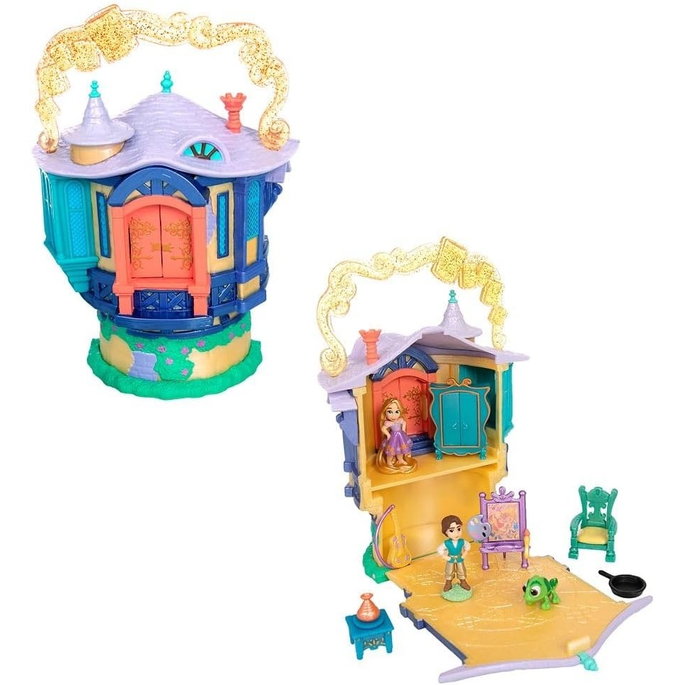 image:imageDisney Store Official Princess Micro Toy Set  Beauty amp The Beast  Set Includes Micro Figures of Belle Philippe amp her Cottage  Portable Playset with Handle  Perfect for Fans of Disney PrincessesRapunzel