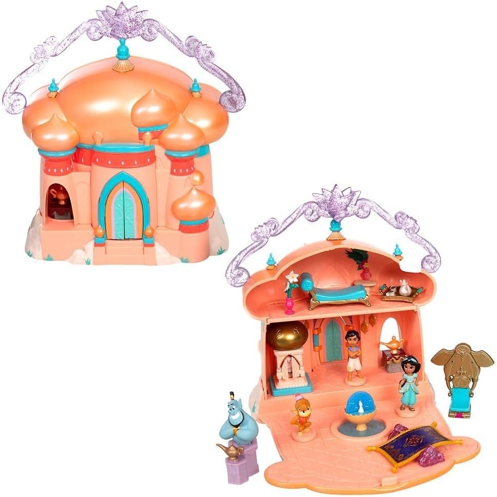 image:imageDisney Store Official Princess Micro Toy Set  Beauty amp The Beast  Set Includes Micro Figures of Belle Philippe amp her Cottage  Portable Playset with Handle  Perfect for Fans of Disney PrincessesJasmine