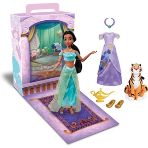 Disney Store Official Aurora Story Doll – 11 Inches – Includes Coloring Book and Additional Dress, Princess Doll in Classic Outfit, Disney Princess Toys for Girls(Jasmine)