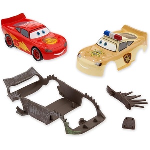 Disney Store Official Lightning McQueen Die Cast Set – Cars on The Road Toys – 1:43 Scale Disney Cars Diecast Vehicle with Road Warrior & Deputy Hazard Makeovers Accessories