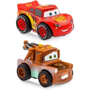 Disney Store Official Lightning McQueen and Tow Mater Pullback Stunt Vehicles Set – Pull Back Toys, 4 Tricks – Super Speed, Wheelie, Spin Right/Left – Fun Stunt Car Set for Kids