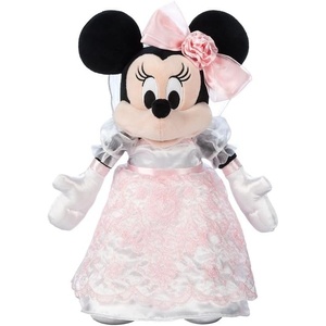 Disney Store Official Mickey Mouse Wedding Plush – Groom Stuffed Animal, Chocolate Tuxedo Jacket, Embroidered Features, Soft Foam Ears, Romantic Gift for Weddings, Includes to/from Gift Tag(Minnie)