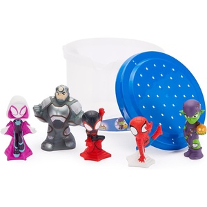 Disney Store Official Moana 2 Bath Toys Set – Includes 5 Detailed Toys with a Straining Storage Bucket – Bath Time Fun & Water Play Set for Kids(Spidey and Friends)