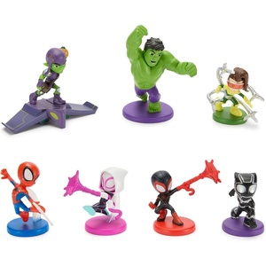 Disney Store Official Moana 2 Figure Set – 7 Fully Sculpted Disney Figures Including Moana, Simea, Maui, Pua with Heihei, Matangi, Loto & Moni with Scenic Backgrounds(Spidey and Friends)