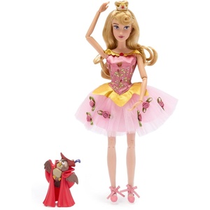 Disney Store Official Princess Ballet Doll – 11 Inch Belle Ballerina Doll – Includes Molded Hair Clips, 2 Tutu Outfits, Accessories and Robin Figure – Disney Princess Toys for Girls(Aurora)