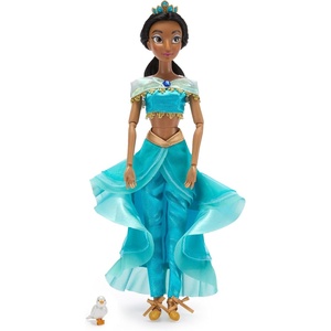 Disney Store Official Princess Ballet Doll – 11 Inch Belle Ballerina Doll – Includes Molded Hair Clips, 2 Tutu Outfits, Accessories and Robin Figure – Disney Princess Toys for Girls(Jasmine)
