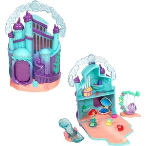 Disney Store Official Princess Micro Toy Set – Beauty & The Beast – Set Includes Micro Figures of Belle, Philippe, & her Cottage – Portable Playset with Handle – Perfect for Fans of Disney Princesses(Ariel)