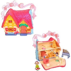 Disney Store Official Princess Micro Toy Set – Beauty & The Beast – Set Includes Micro Figures of Belle, Philippe, & her Cottage – Portable Playset with Handle – Perfect for Fans of Disney Princesses(Snow White)