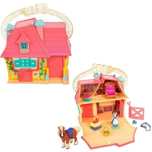 Disney Store Official Princess Micro Toy Set – Beauty & The Beast – Set Includes Micro Figures of Belle, Philippe, & her Cottage – Portable Playset with Handle – Perfect for Fans of Disney Princesses(Belle)