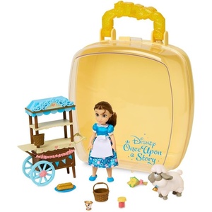 Disney Store Official Princess Moana Once Upon a Story Doll Playset, 5 Inch Mini Doll Playset – Mini Figures with Accessories Toys(Belle)
