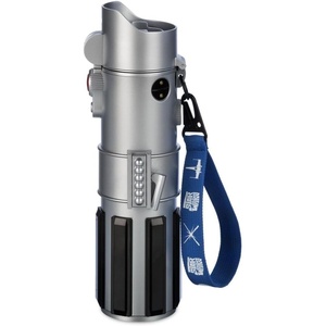 Disney Store Official Star Wars Lightsaber Water Bottle with Sound & Light Effects, Translucent Blue Sleeve, Red Button Pop Top, Silicone Flange, Wrist Strap, Hand Wash – Holds 12.7 oz – Light Side(Light Side)